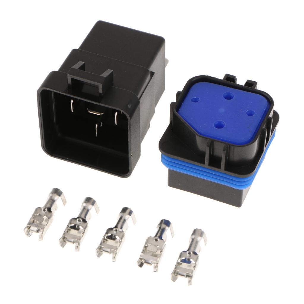 12V 40A Car Vehicle 5-Pin Waterproof Sealed Integrated Relay Socket Kit