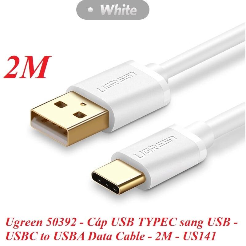 Ugreen UG50392US141TK 2M màu Trắng Cáp USB TypeC sang USB 2.0 Cáp dẹt - HÀNG CHÍNH HÃNG