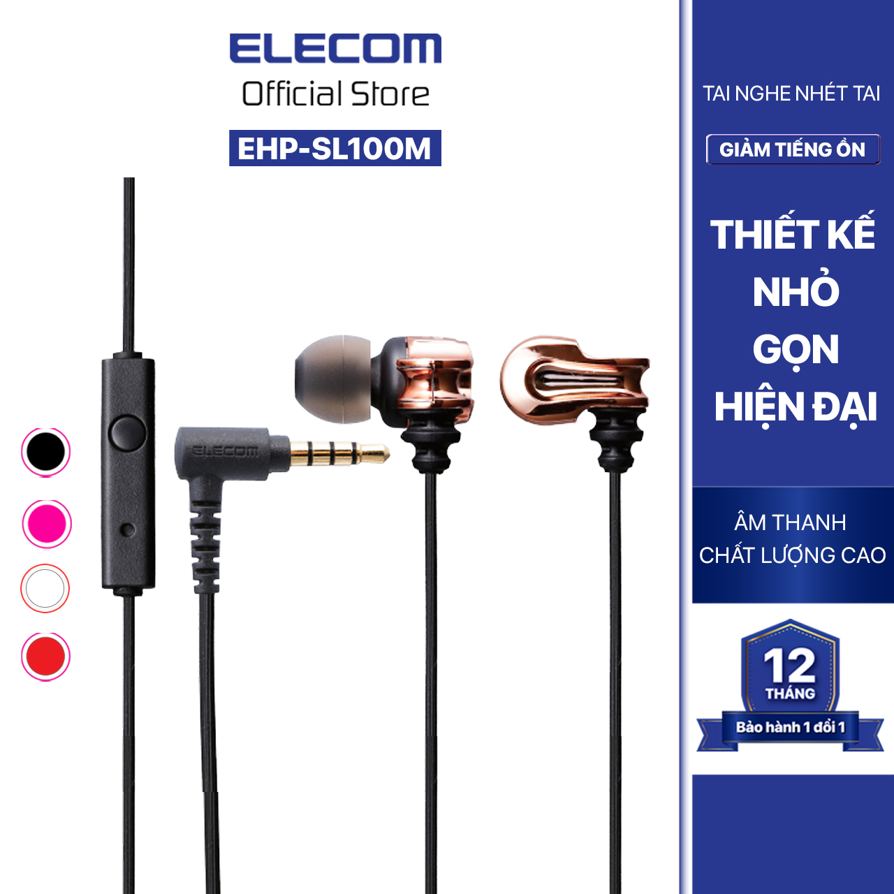 Tai nghe có mic ELECOM EHP-SL100M - Hàng Chính Hãng