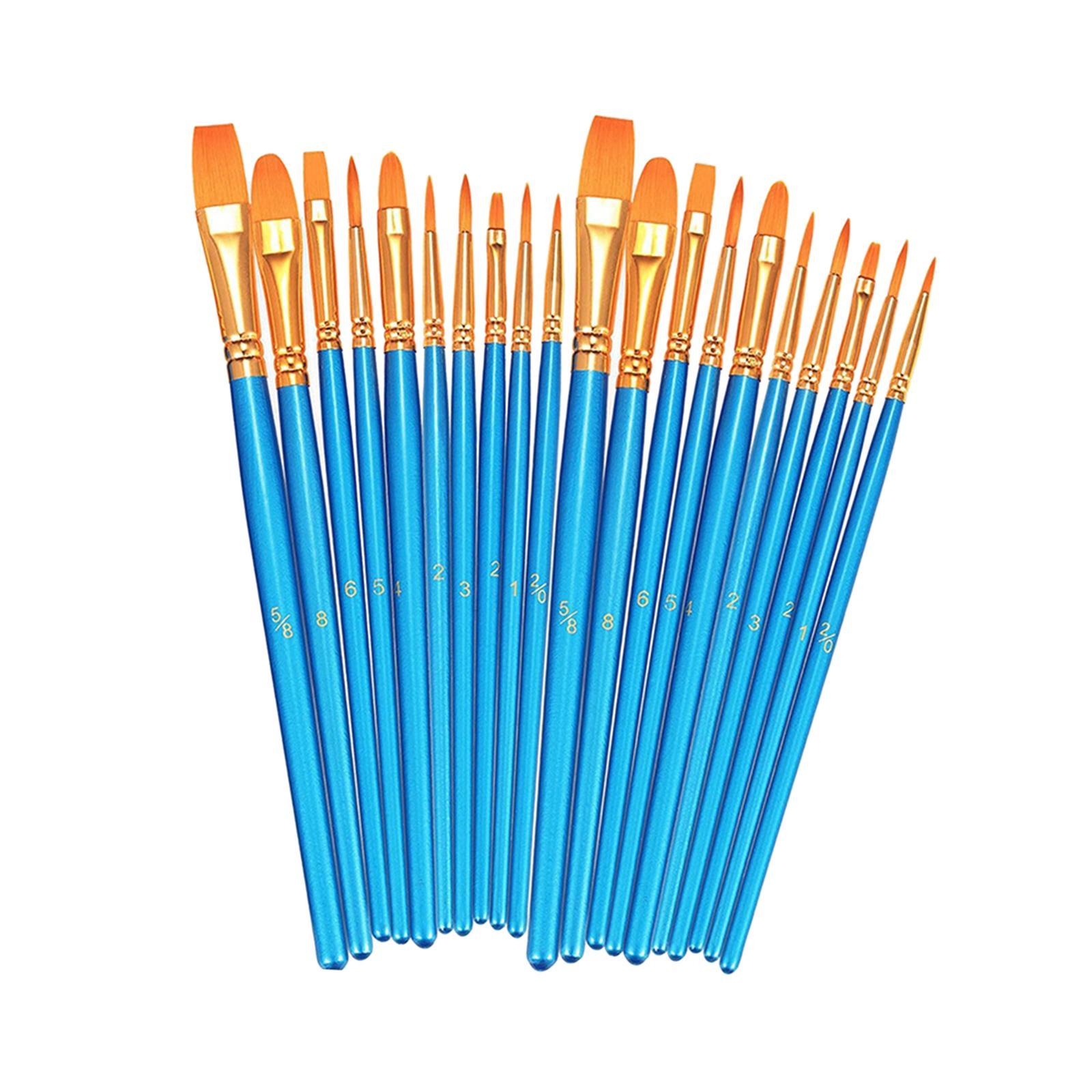 20x Paint Brush Pen Set Paintbrush Portable Professional Nylon Hair Flat Watercolor Oil Painting Brush Pen for Oil Body Face Painting Adults
