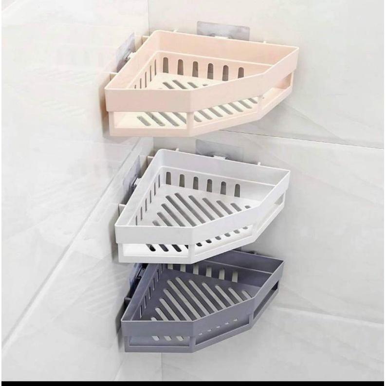 Kệ Góc Tam Giác Nhựa Dán Góc Tường Đa Năng Cho Bếp & Nhà Tắm