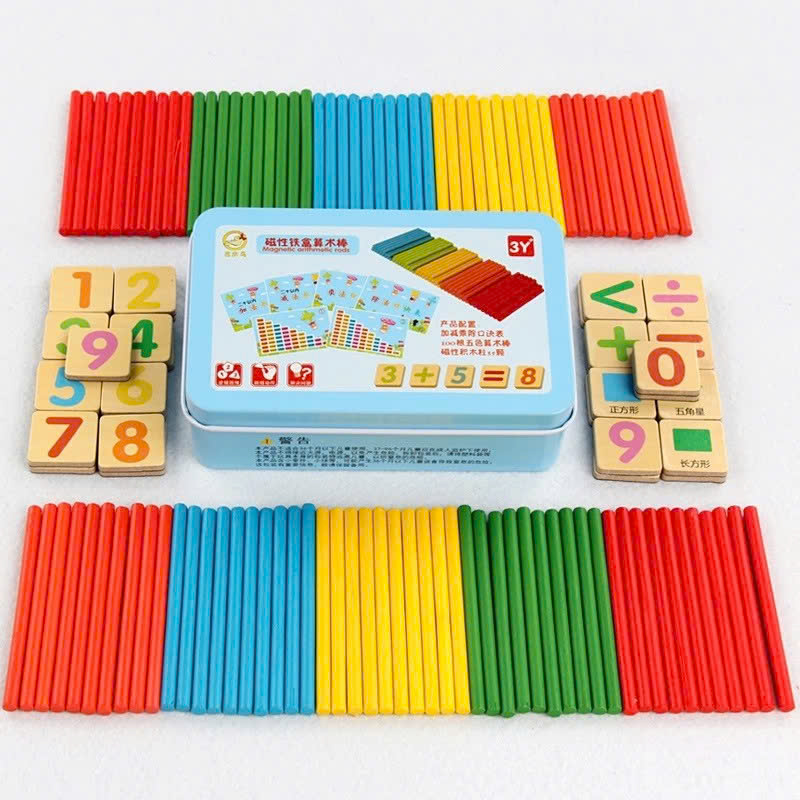 Đồ Chơi Gỗ Bộ 100 Que Tính Học Toán Cho Bé Kèm 2 Bộ Số Và Bộ Dấu