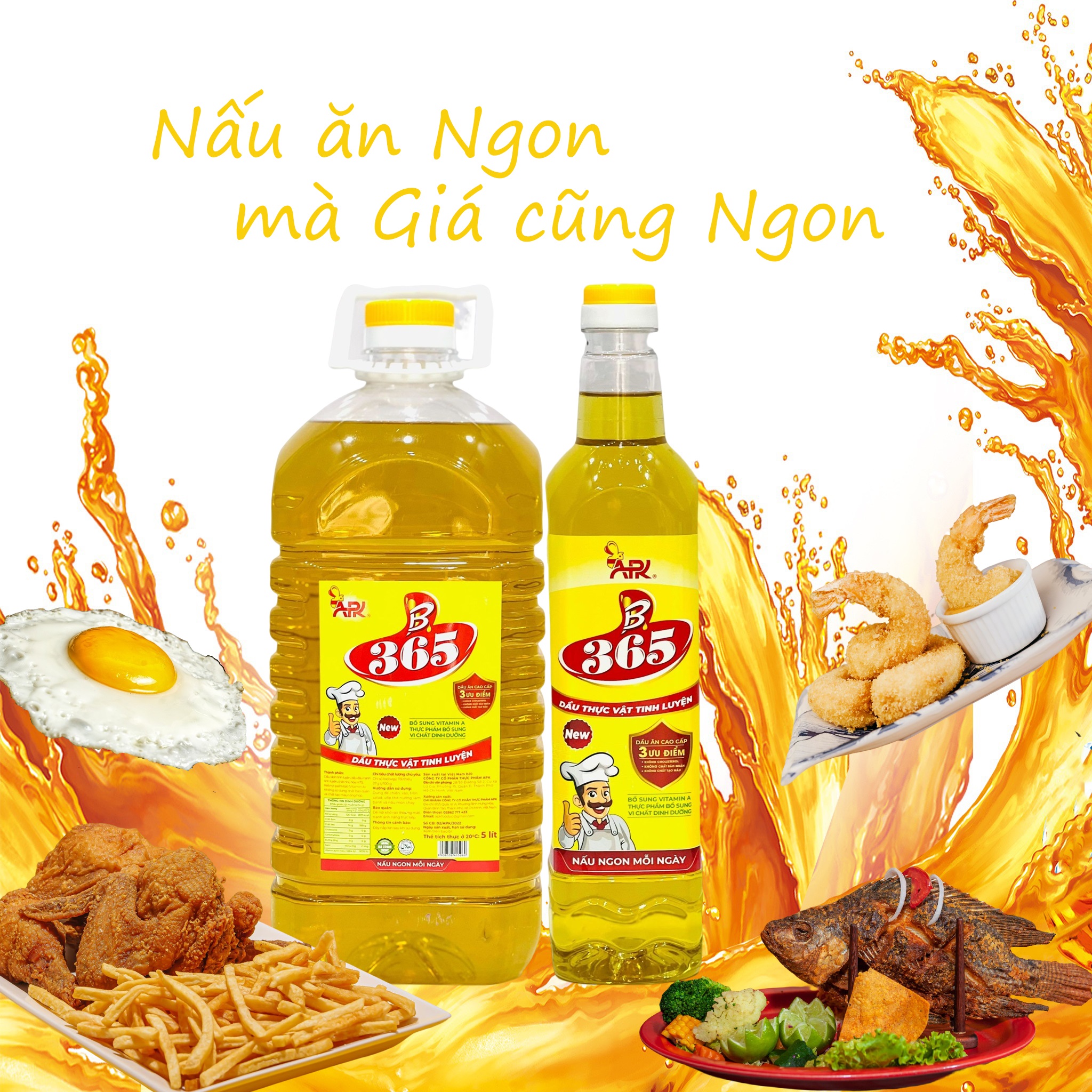 Thùng 4 chai Dầu ăn B365, dầu thực vật tinh luyện B365 chai 5 lít