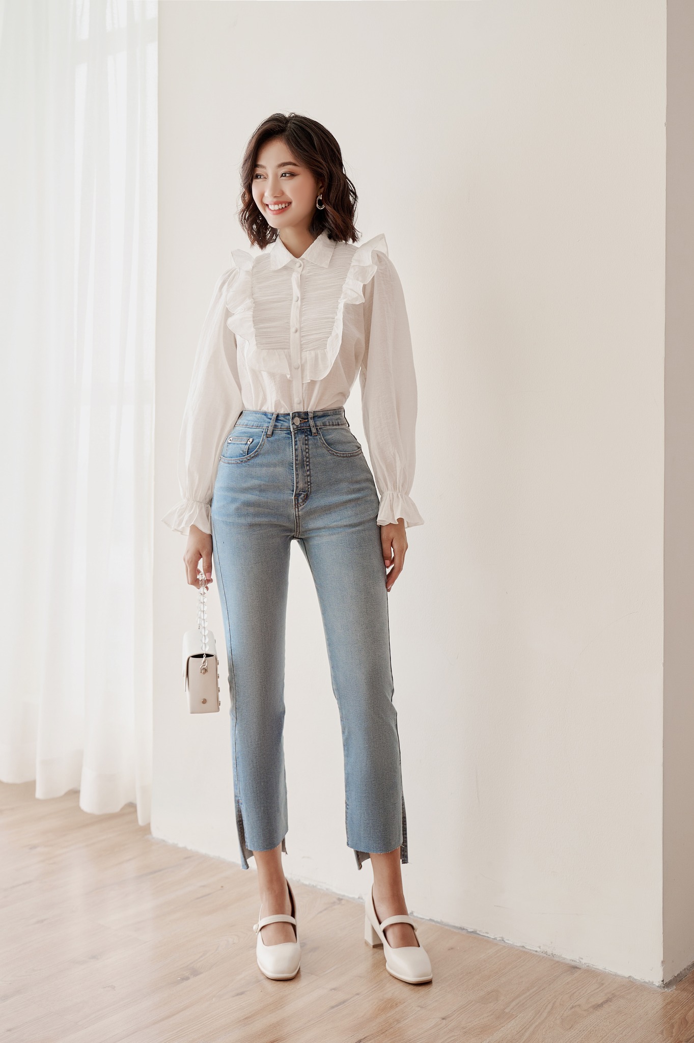 OLV - Quần Slit Hem Jeans In Blue