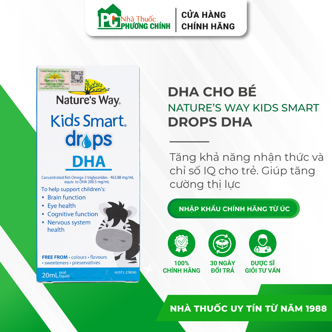 Hình ảnh DHA Cho Bé Kids Smart Drops DHA Nature's Way - Tăng Chỉ Số IQ, Giúp Trẻ Thông Minh Vượt Trội