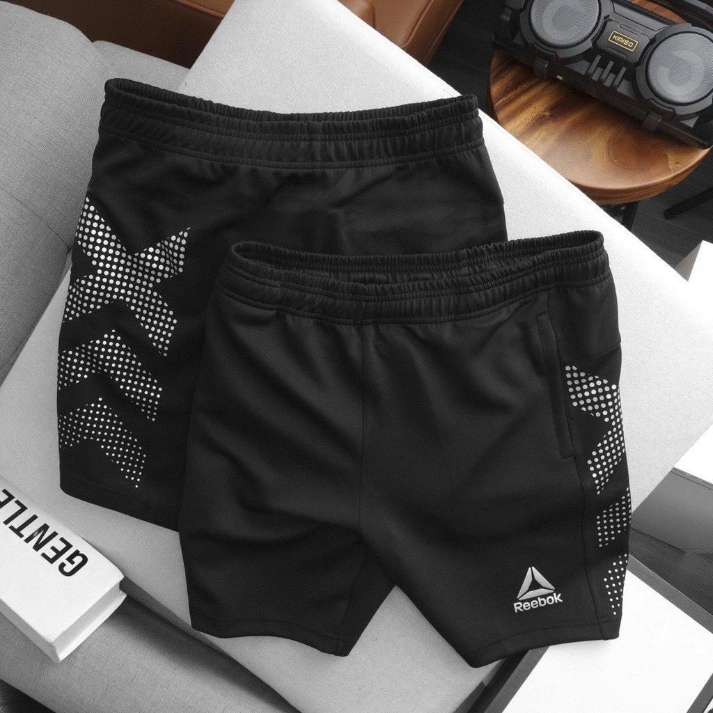 Quần Short Nam Thể Thao, Quần Short Nam Họa Tiết Reebook, Chất Poly Cao Cấp, Thoáng Mát, Co Dãn 4 Chiều - Ares Shop