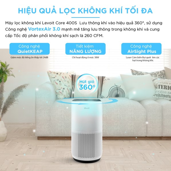 Máy lọc không khí Levoit Core 400S - Hàng chính hãng