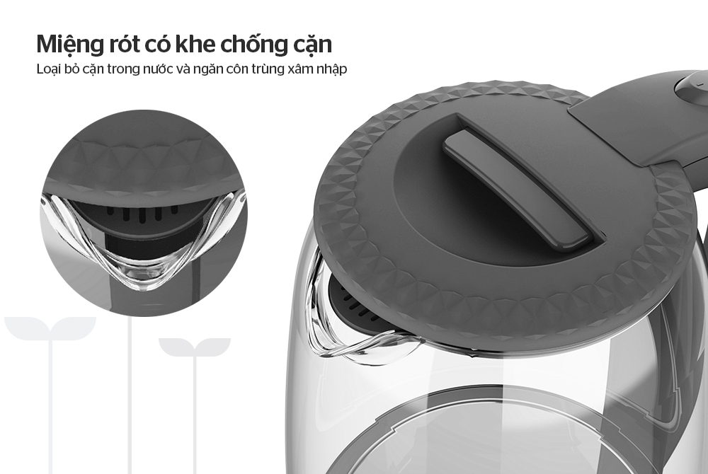 Ấm Siêu Tốc Thủy Tinh Sunhouse SHD1215 1.8 Lít - Bảo Hành 12 Tháng Toàn Quốc