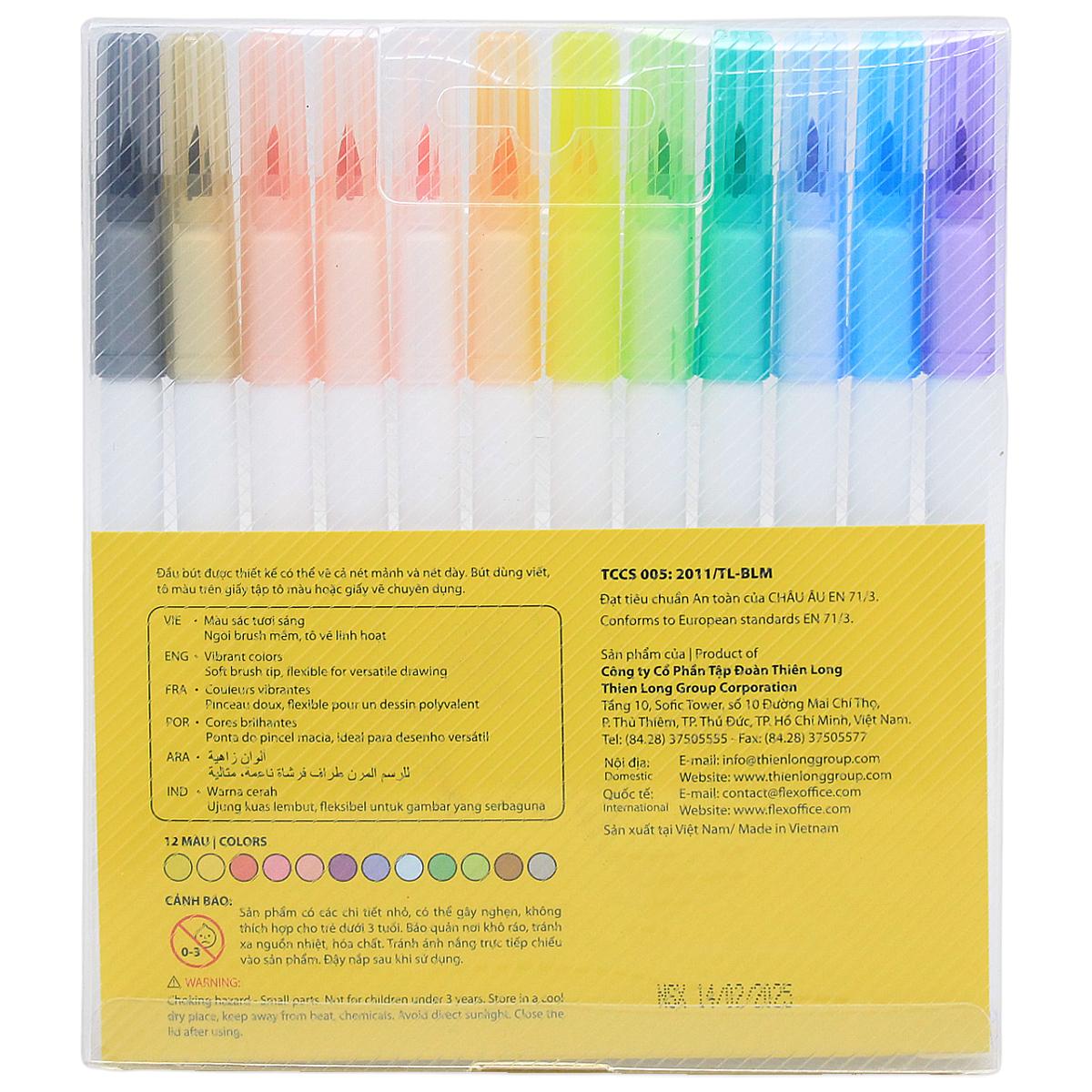 Vỉ 12 Bút Lông Màu Đầu Brush - Cotton Candy - Colokit FP-C017