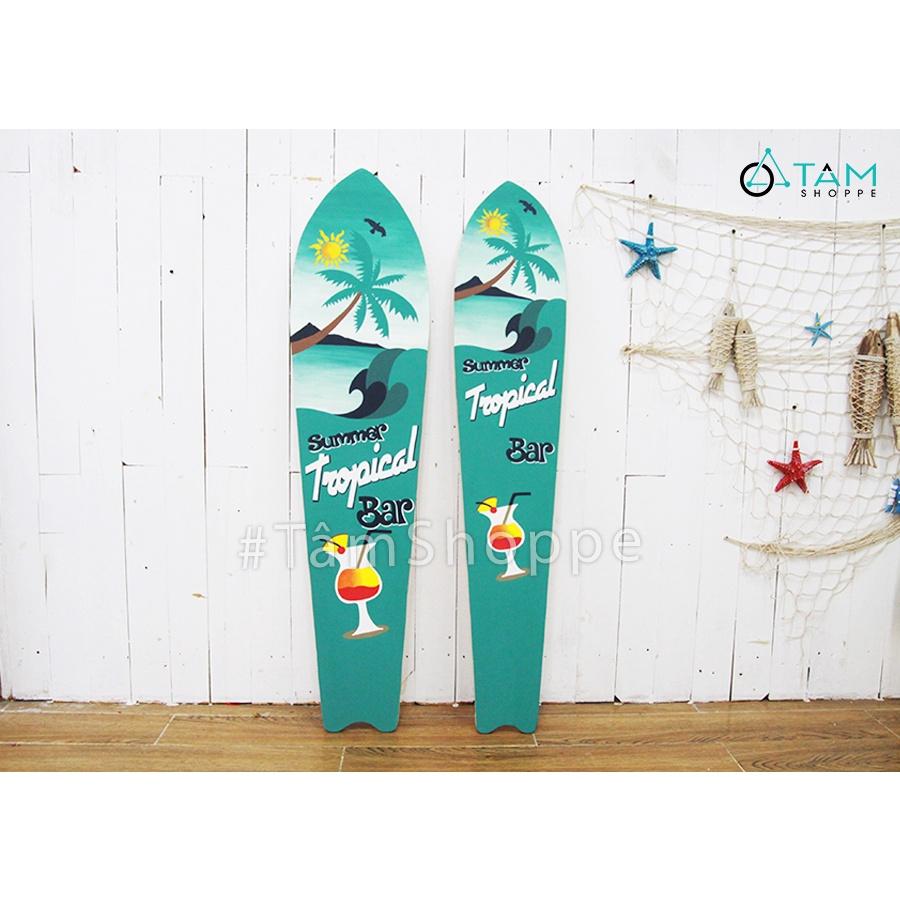 Ván lướt sóng bằng gỗ trang trí phong cách biển Tropical Bar VLS-02