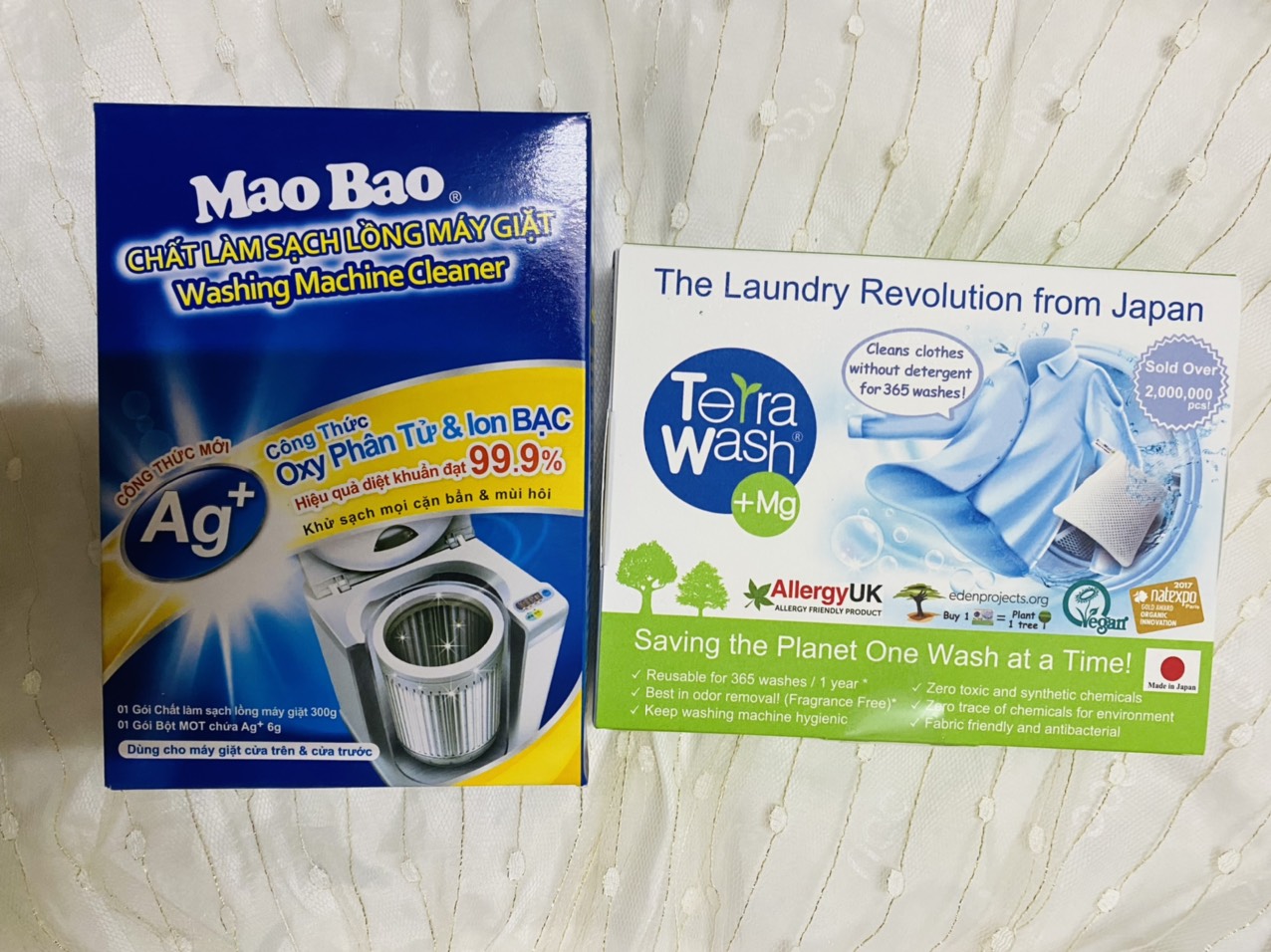 Combo túi giặt thay thế xà phòng Terra Wash + bột tẩy lồng máy giặt Mao Bao - Tặng Baking Soda