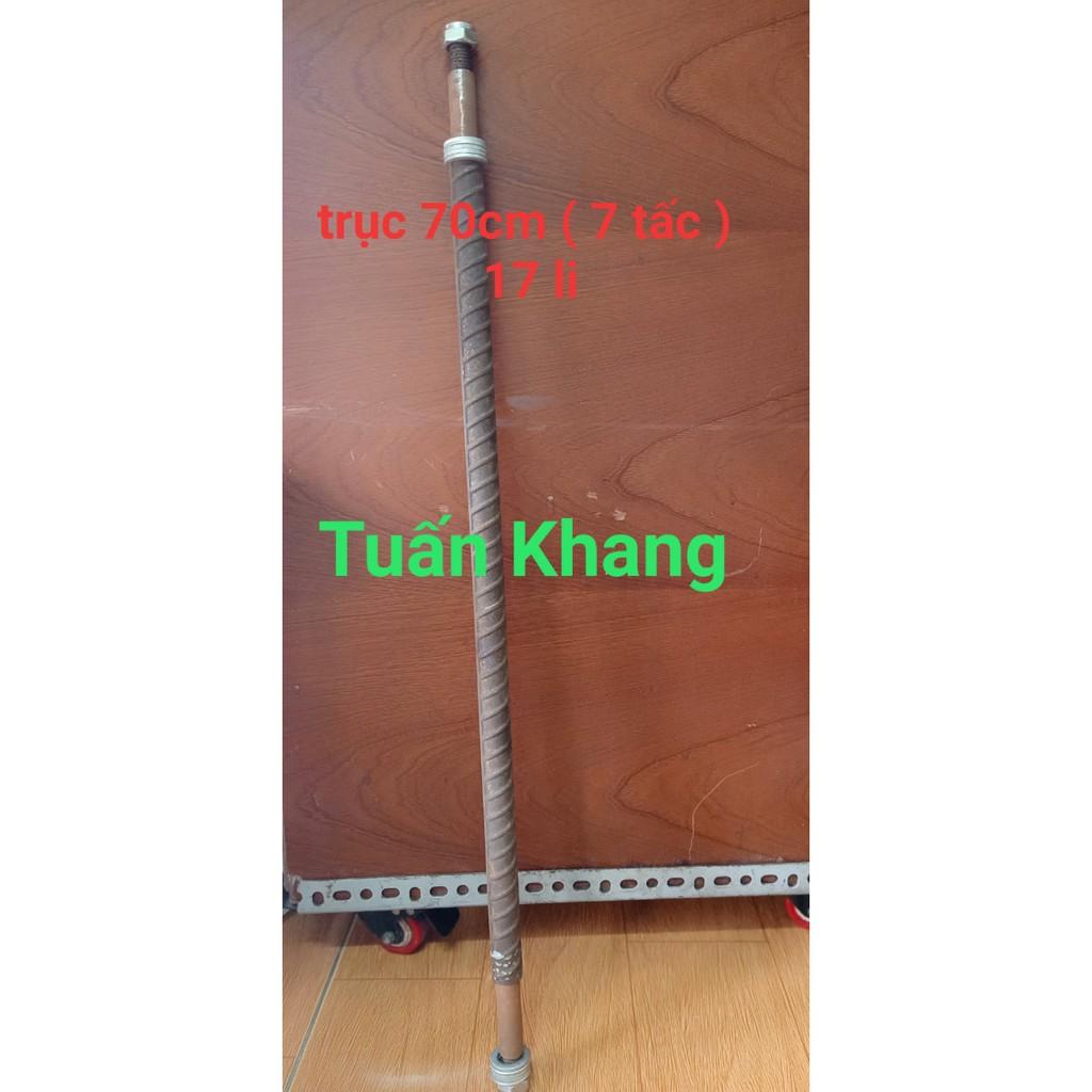 Trục bánh xe 70cm ( 7 tấc) răn 17li + lông đền + tán keo