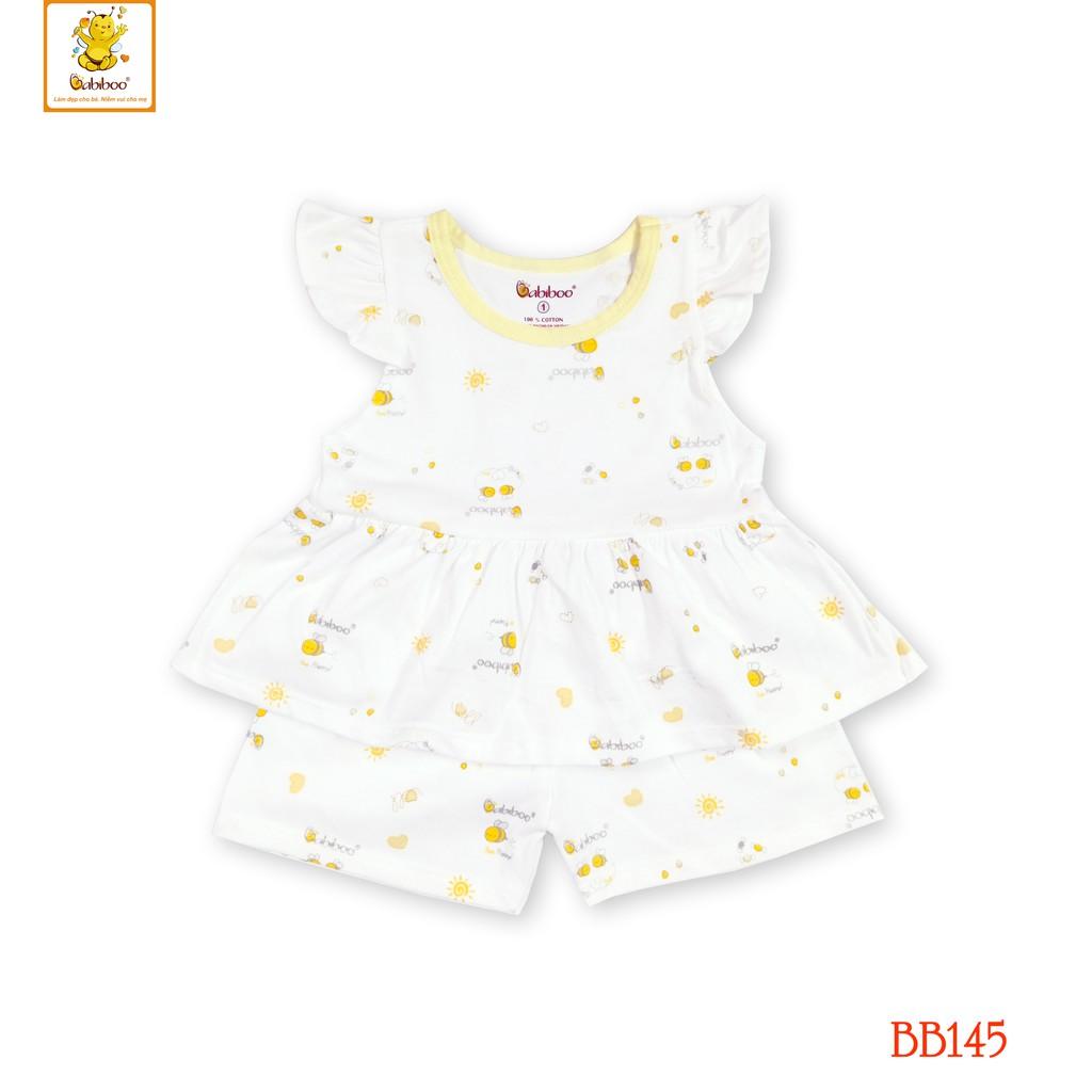 Bộ cotton bé gái cánh tiên in hình đáng yêu BABIBOO – BB145