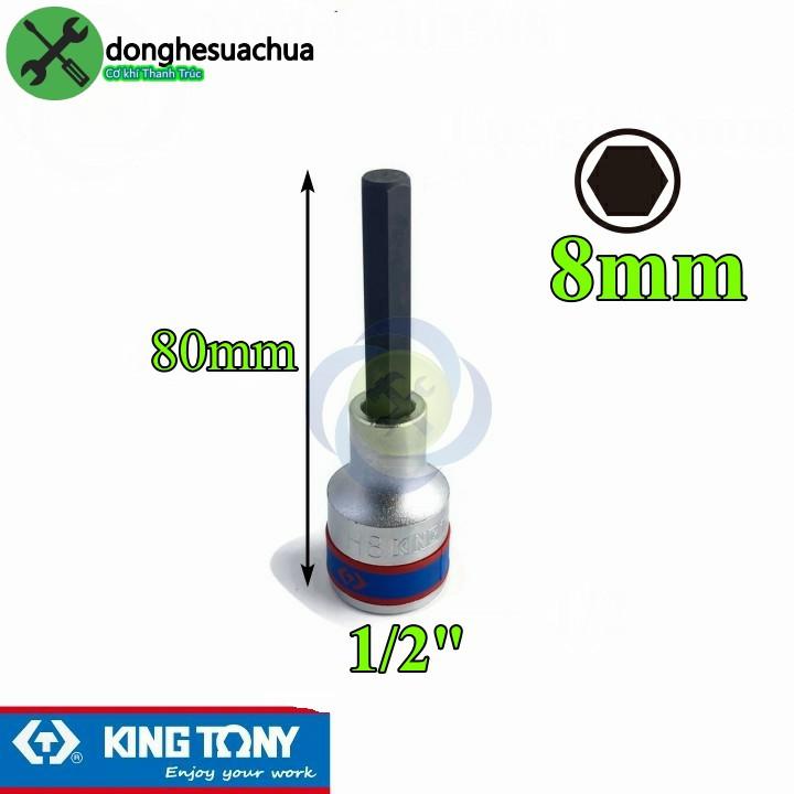 Tuýp lục giác 8mm Kingtony 403508 loại 1/2 dài 80mm