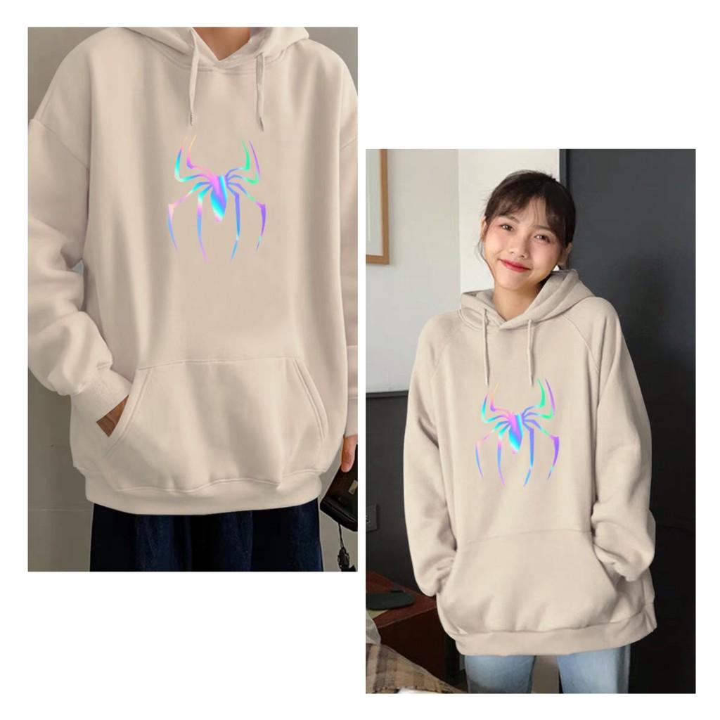 Áo hoodie con nhện phản quang, áo khoác nỉ nam nữ unisex form rộng dáng hàn – ST178- babitrendy