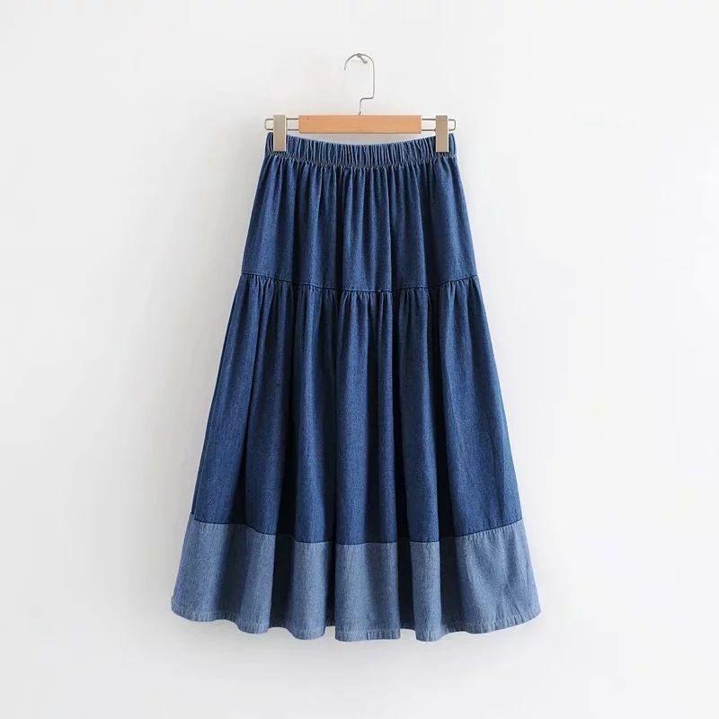 Chân Váy Denim Lưng Cao Co Giãn Tốt Cỡ Lớn Dễ Phối Đồ
