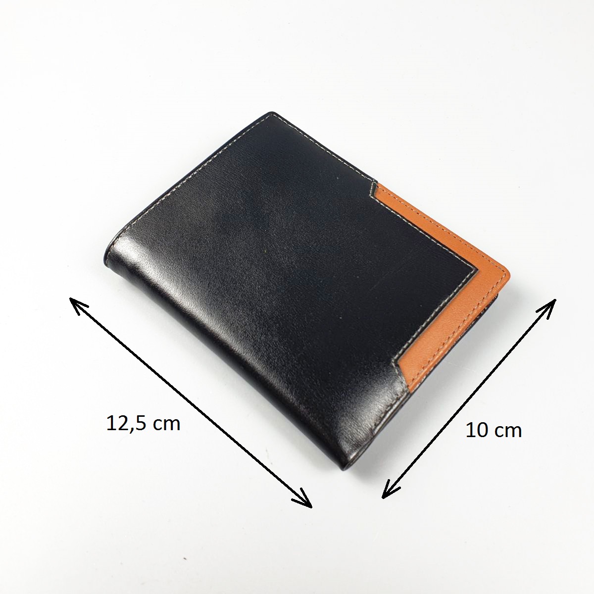 Ví đứng nam da bò thật đen phối nâu WS223LS - 100% da bò thật, BH 3 năm