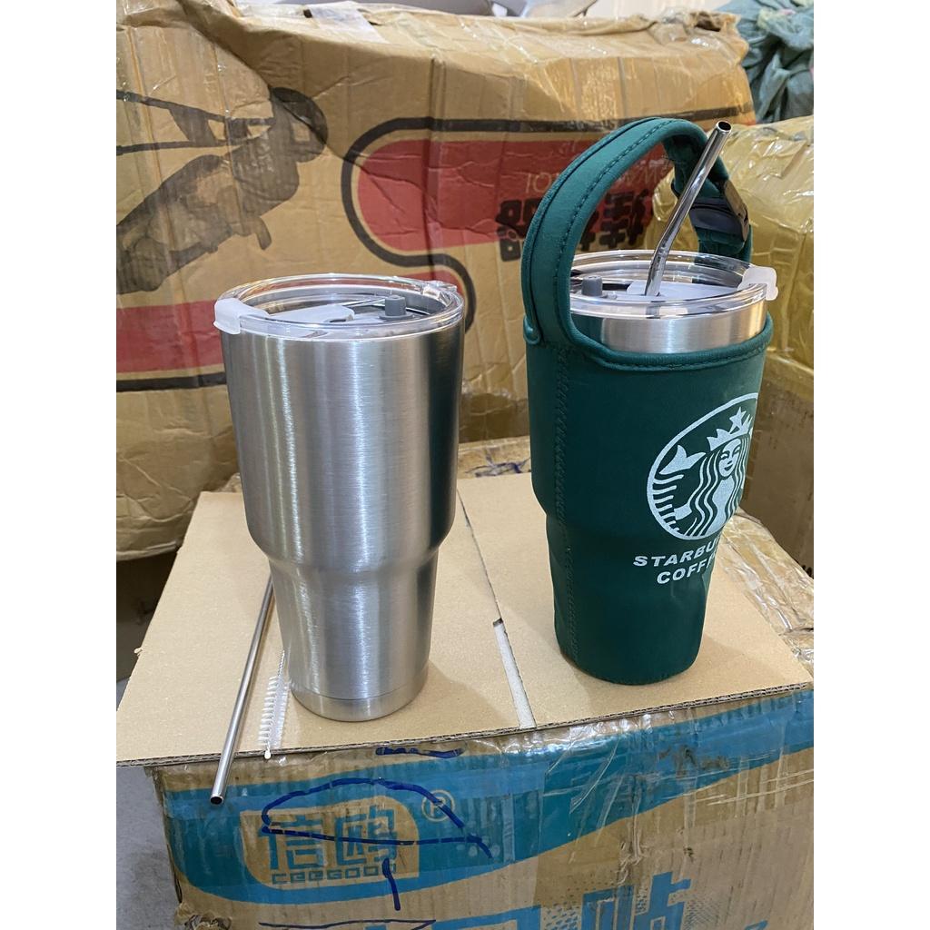 Ly Giữ Nhiệt 900ml Mẫu Inox Kèm Túi Đựng Và Ống Hút