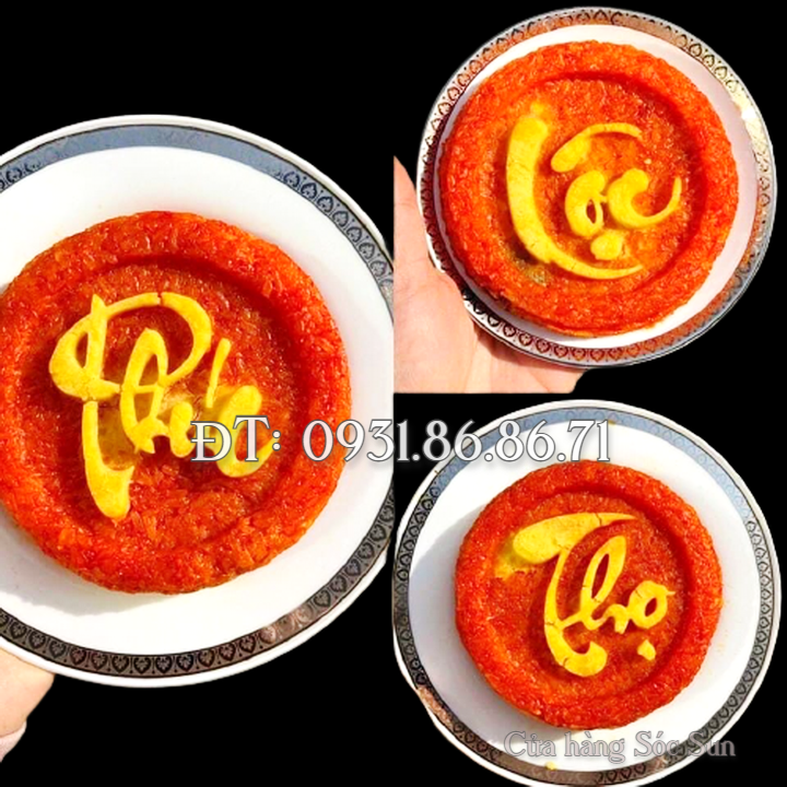 Bộ 3 khuôn ép xôi hình tròn Phúc Lộc Thọ loại 14 cm – Mã số 1732