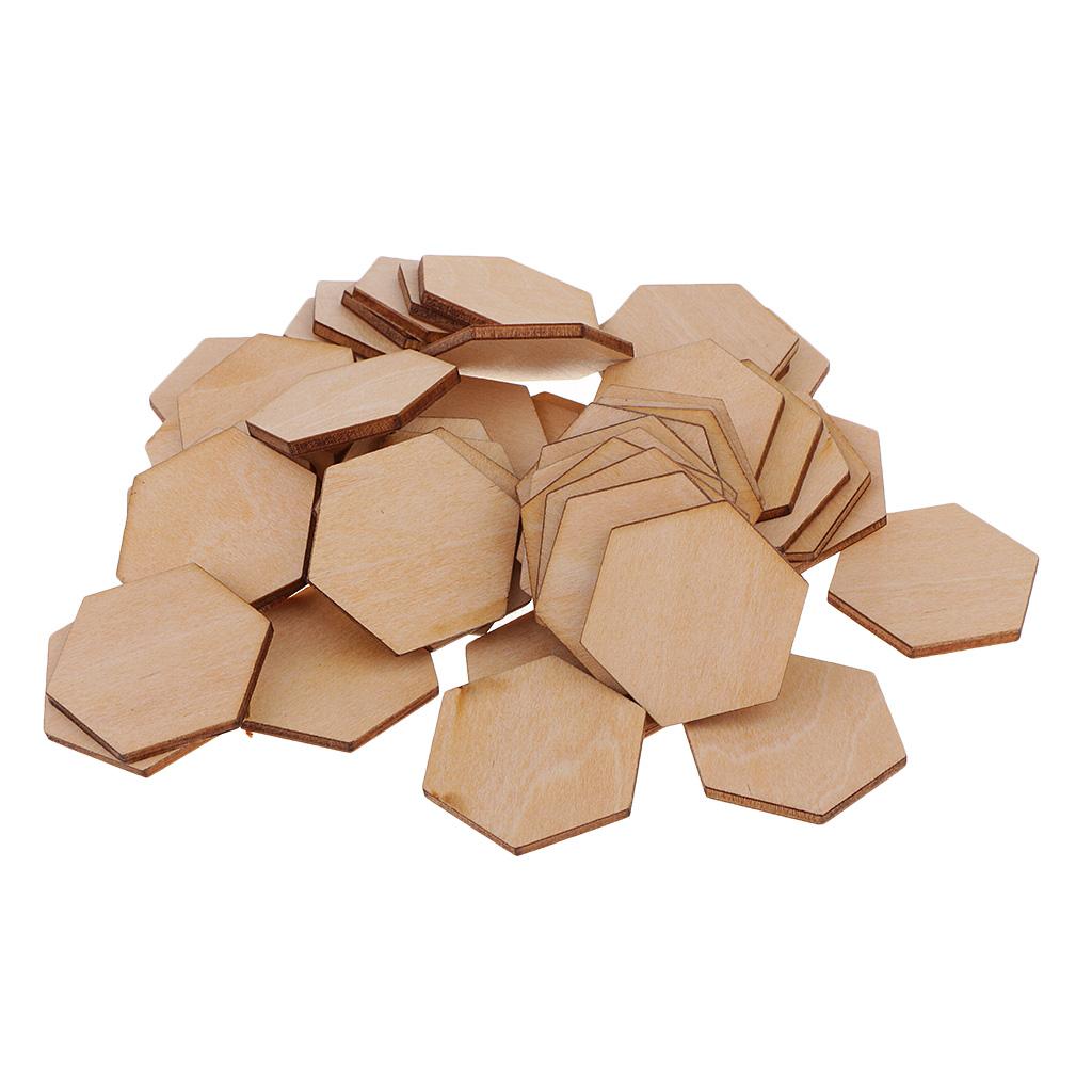 Hexagon Shaped Wooden Embellishments Shapes for Craft Decor DIY