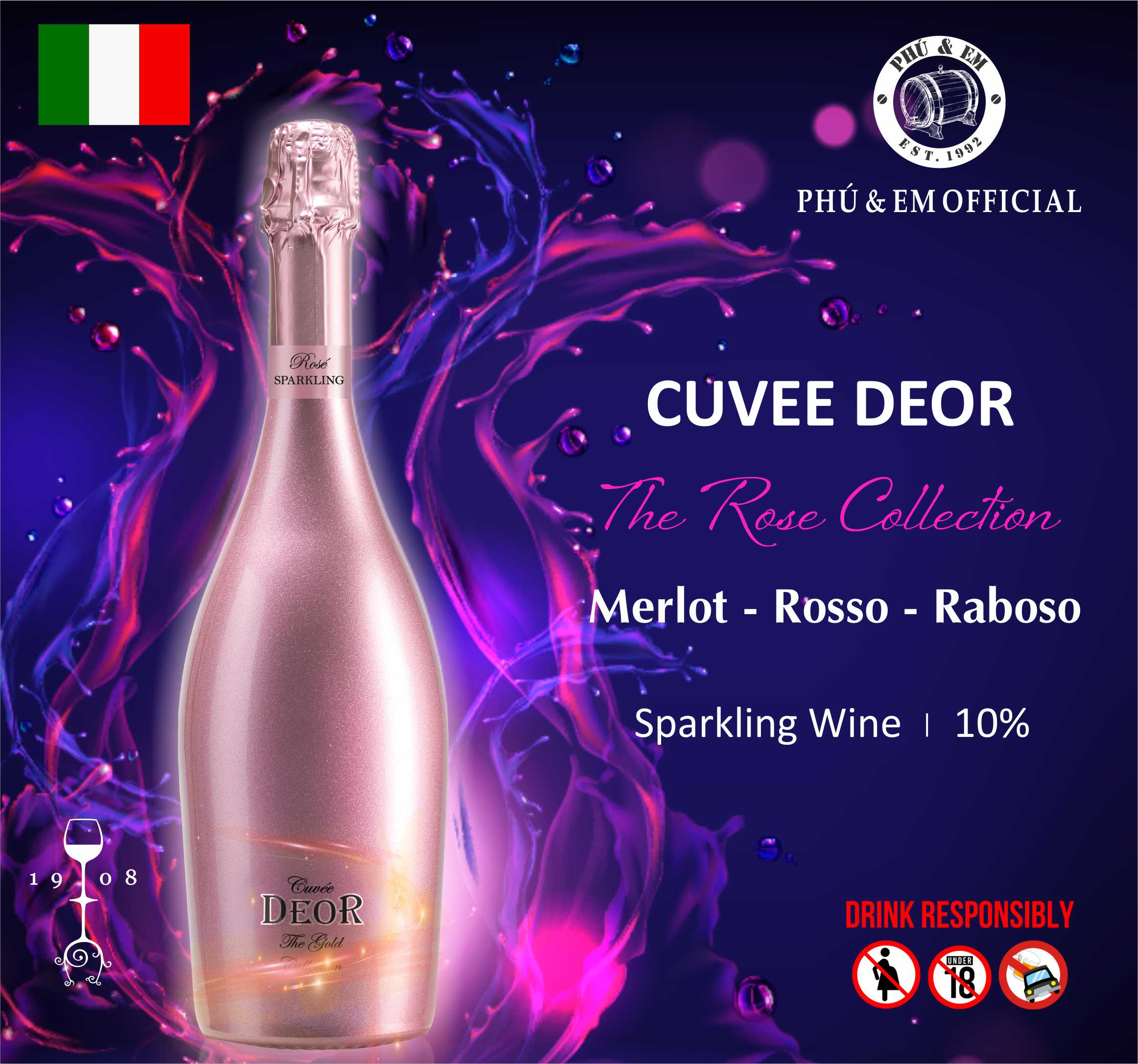 Rượu Vang Nổ Ý Cuvee Deor The Gold Collection Pink