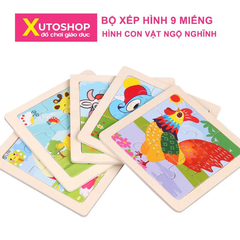 Bộ Đồ Chơi Ghép Hình Xutoshop Gồm 9 Mảnh Bằng Chất Liệu Gỗ Họa Tiết Hoạt Hình Dành Cho Các Bé