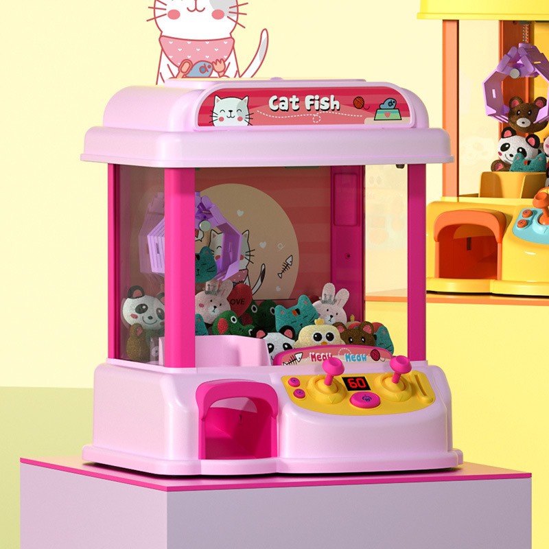 Máy gắp thú mini siêu rẻ, máy gắp thú mini 2 màu vàng, hồng cho bé  nhựa abs - Quà tặng kỹ năng cho bé