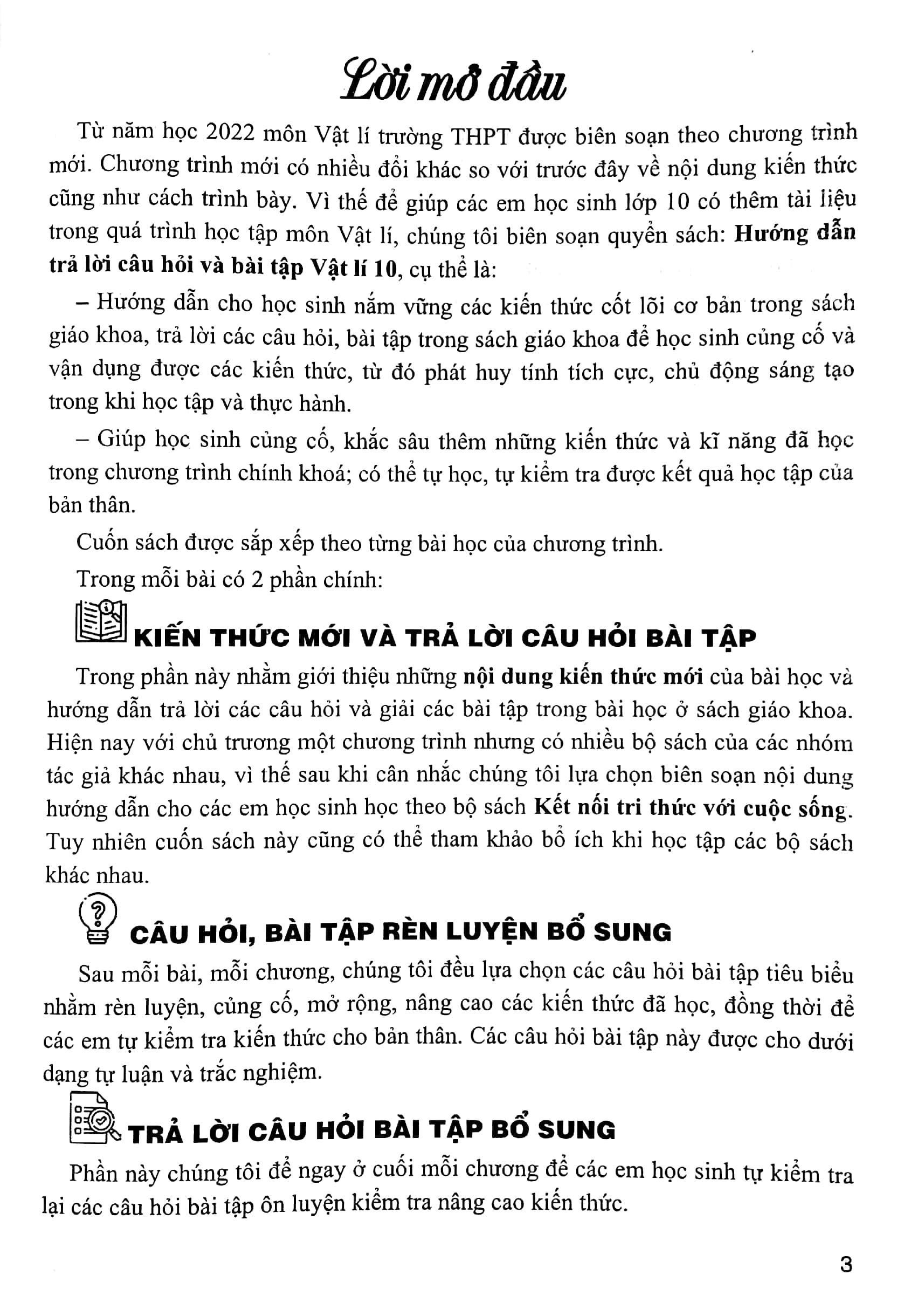 Hướng Dẫn Trả Lời Câu Hỏi Và Bài Tập Vật Lí 10 (Theo Chương Trình GDPT Mới) (Bám Sát SGK Kết Nối Tri Thức Với Cuộc Sống)