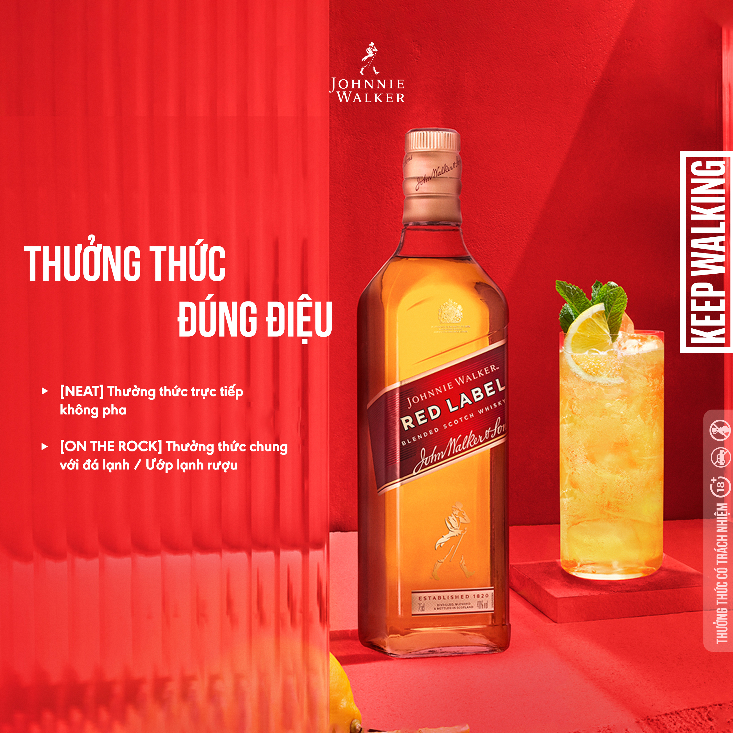 Rượu Johnnie Walker Red Label Blended Scotch Whisky 40% 750ml [Không Hộp]