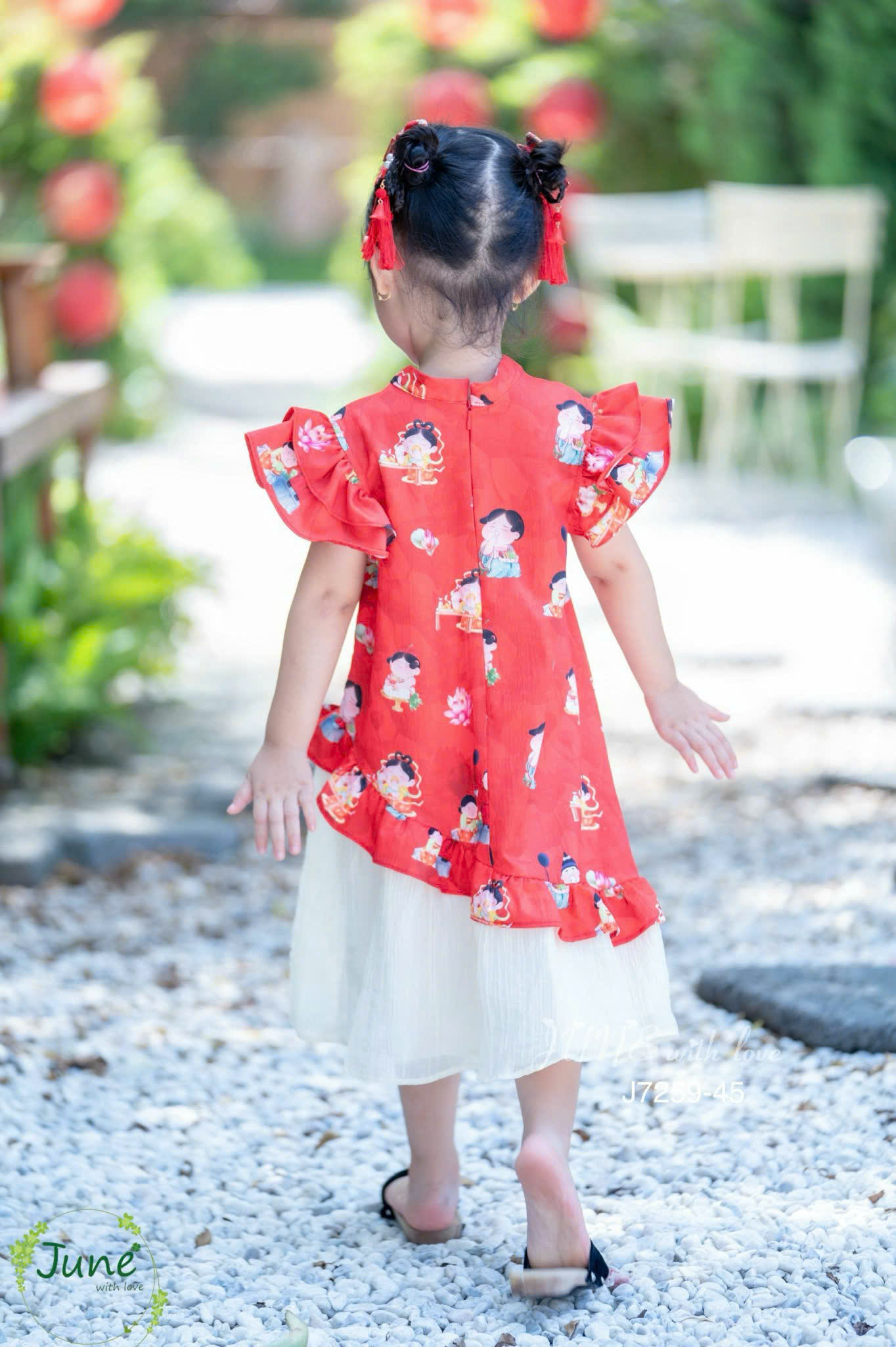 Đầm công chúa sườn xám cho bé gái diện lễ tết trung thu size 12-40kg hàng thiết kế