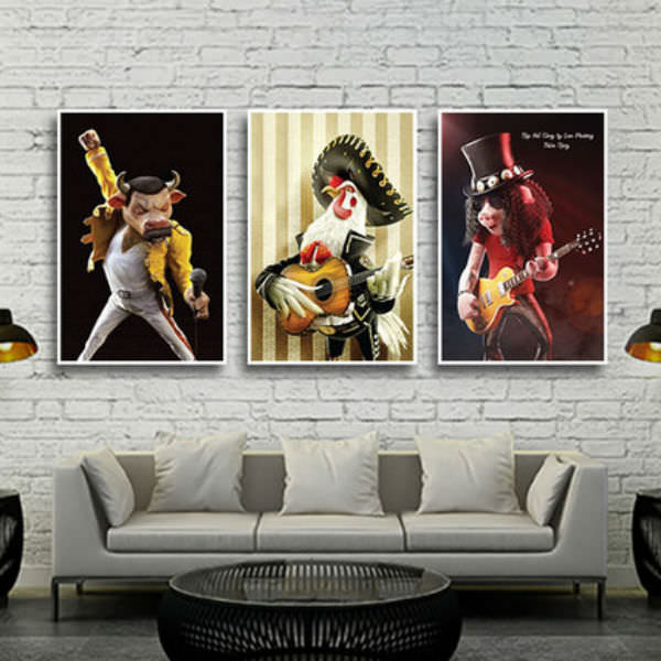 Bộ 3 Tranh Ép Gỗ MDF Treo Tường Hình Thú "Singers" W565