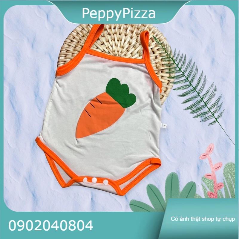 Bộ liền thân body suit 2 dây PeppyPizza cho bé sơ sinh Ss002