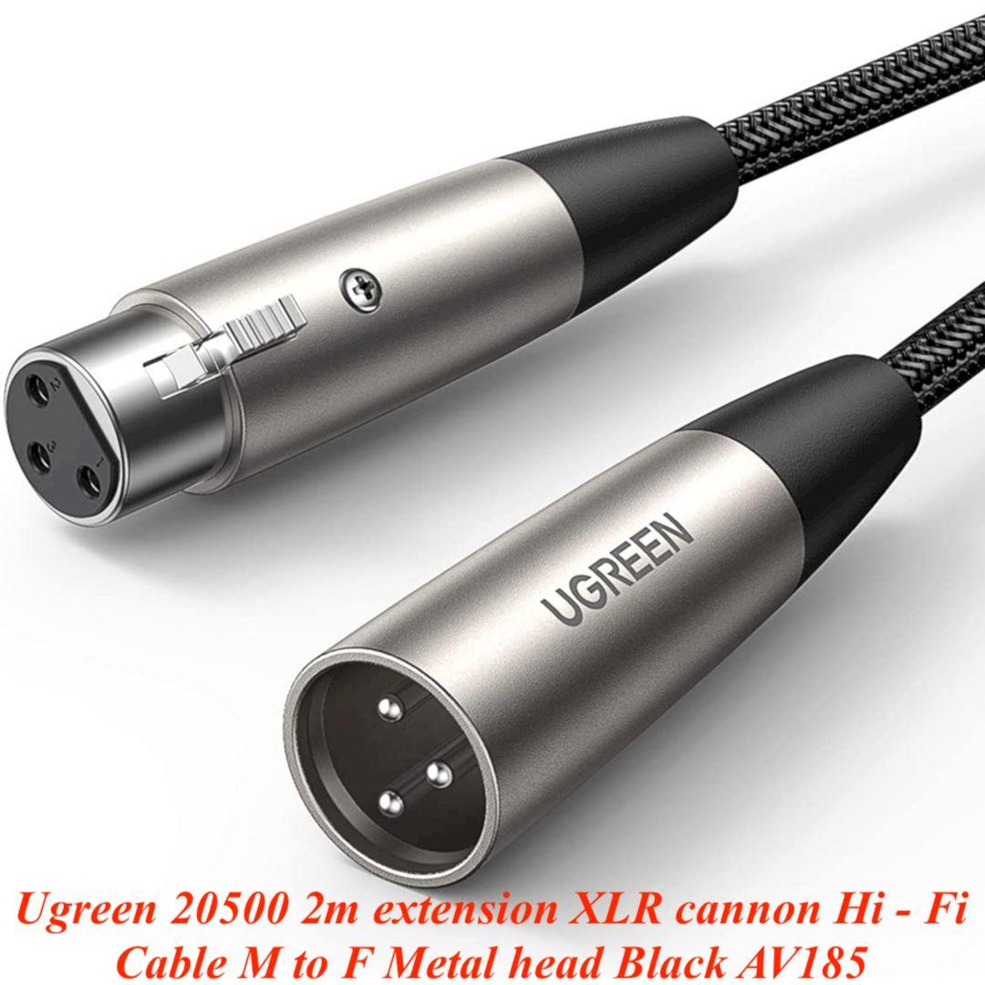 Ugreen UG20500AV185TK 2M 3pin Màu Đen bọc lưới Cáp Micrô nối dài XLR - HÀNG CHÍNH HÃNG