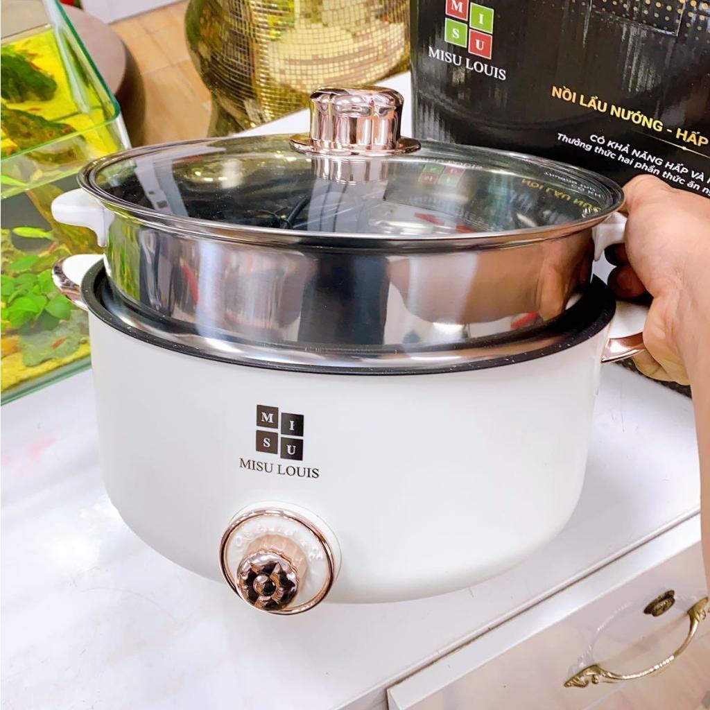 Nồi Lẩu Điện Đa Năng Mini Chống Dính Vân Đá Cao Cấp Đa Năng Kèm Xửng Hấp Inox 28cm Dung Tích 4L - Hàng nhập khẩu