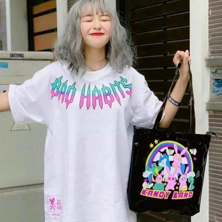 Áo thun tay lỡ unisex form rộng Bad Rabit nam nữ phong cách ulzzang Wind