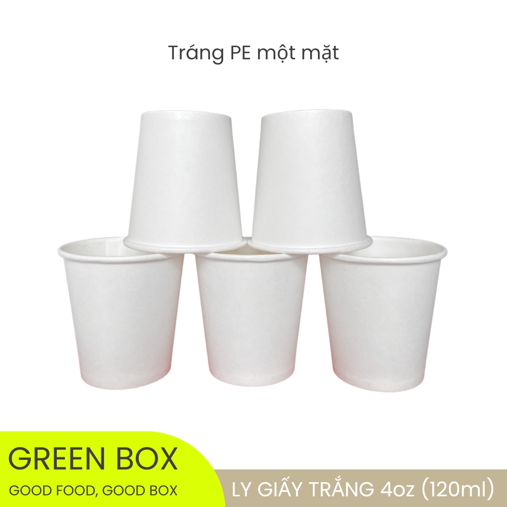 Set 100 ly giấy trắng 4oz (120ml)