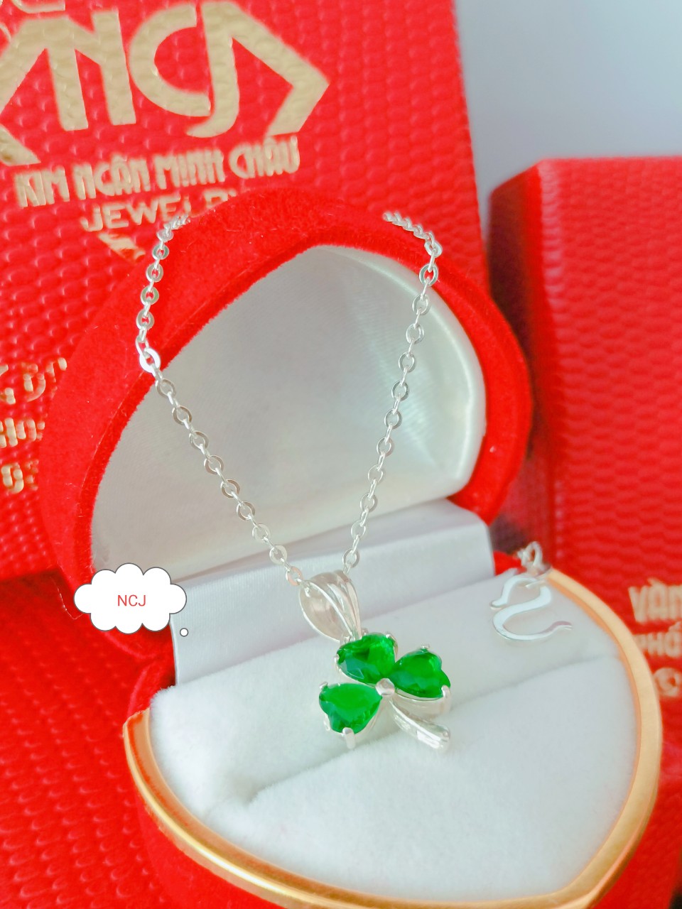 DÂY CHUYỀN BẠC MẶT ĐÍNH ĐÁ XANH XINH XẮN