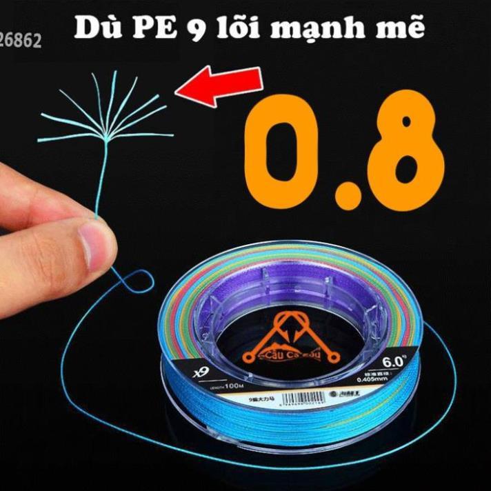 Dây Dù Câu Cá Siêu Bền PE X9 Mạnh Mẽ Dây Nhỏ 2mm Lure Cá Bạo Lực Nhợ Câu Giá Rẻ  Cước 7 Màu - Câu Cá E du