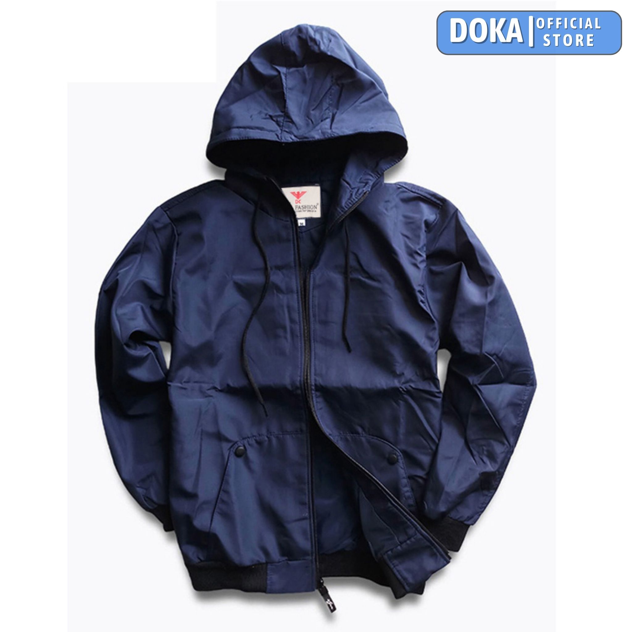 Áo khoác dù nam Dokafashion phối nón có túi trong và 2 túi ngoài dây kéo, vải dù ấm áp, cản gió hiệu quả EZAK23
