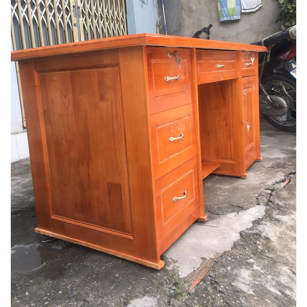 Bàn làm việc giám đốc văn phòng ngang 1m4 cao 75 sâu 70cm_màu nâu 5HK1T