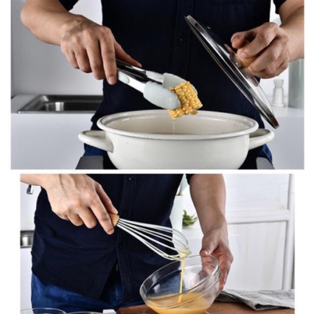Bộ dụng cụ nhà bếp, nấu ăn làm bánh 11 món bằng silicone chịu nhiệt cao kèm ống đựng