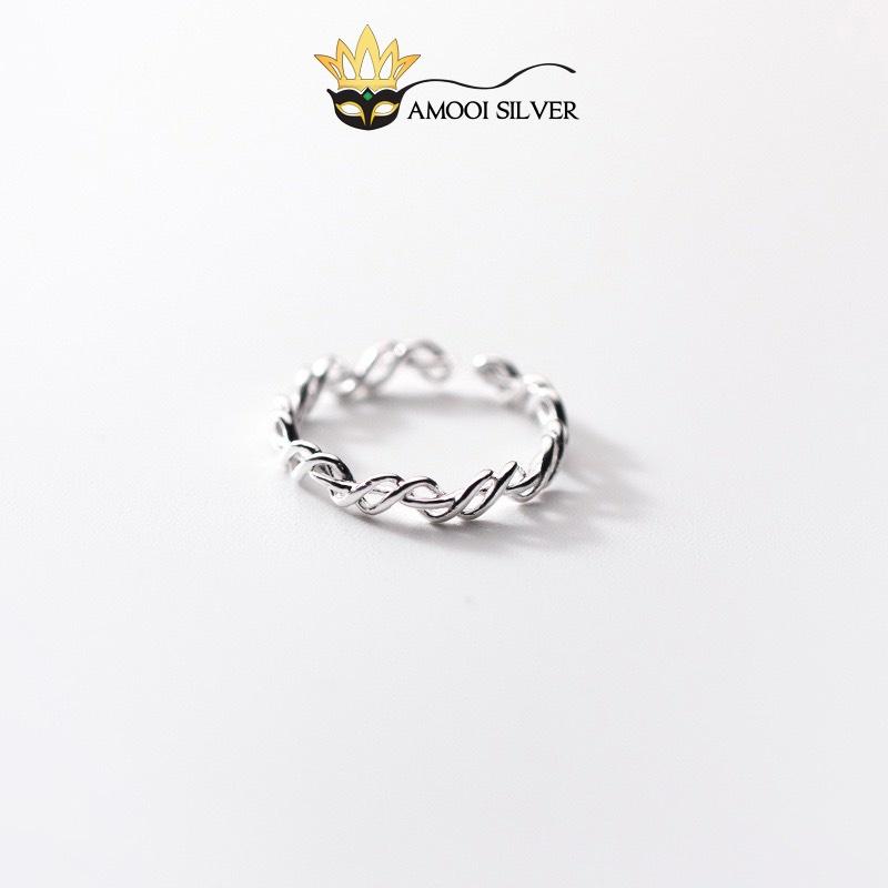Nhẫn bạc S925 freesize xoắn lưới - Amooi Silver AN93