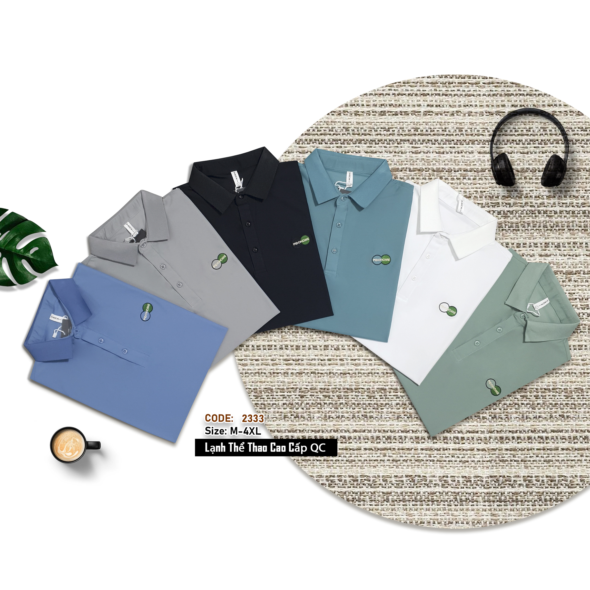 2333- Áo Polo nam tay ngắn, Áo cổ trụ nam thun lạnh cao cấp, hàng Xưởng may Vinh Thiện Phát, sỉ từ 10 cái