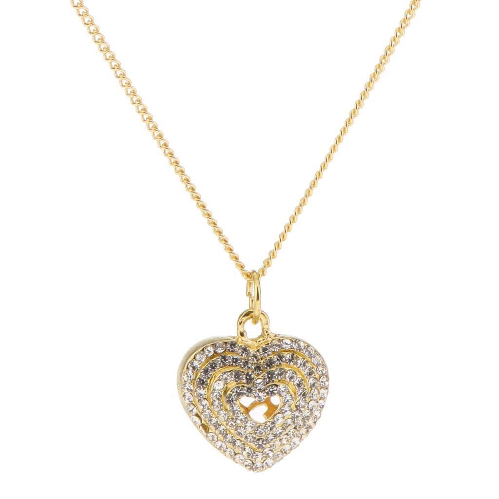 Fashion Women Heart-shaped Necklace Pendant Diamond Chain Jewelry