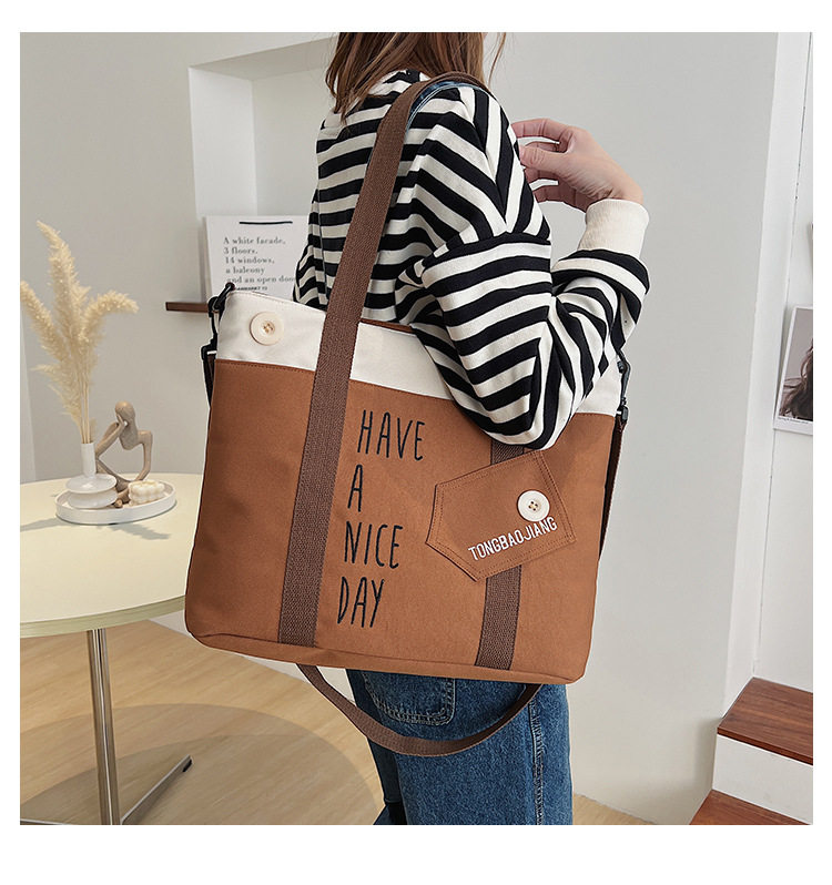 Túi Đeo Chéo Canvas Cỡ Lớn Have A Nice Day Nhiều Màu Túi Xách 2 Dây Đựng Laptop A4 Size Lớn Overbag