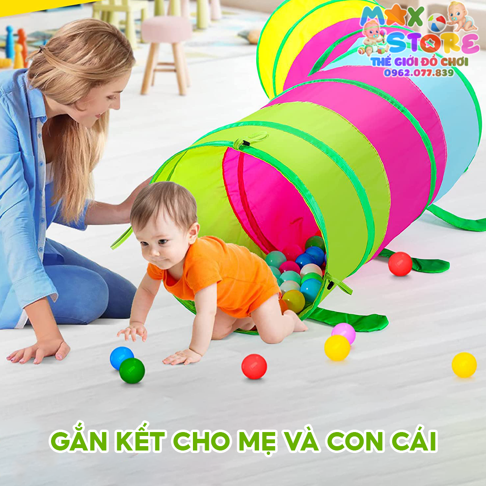 Hầm Chui Con Sâu, Ống Chui Con Sâu Có Nắp 2 Đầu Tháo Rời Được Giúp Bé Tập Luyện Vận Động