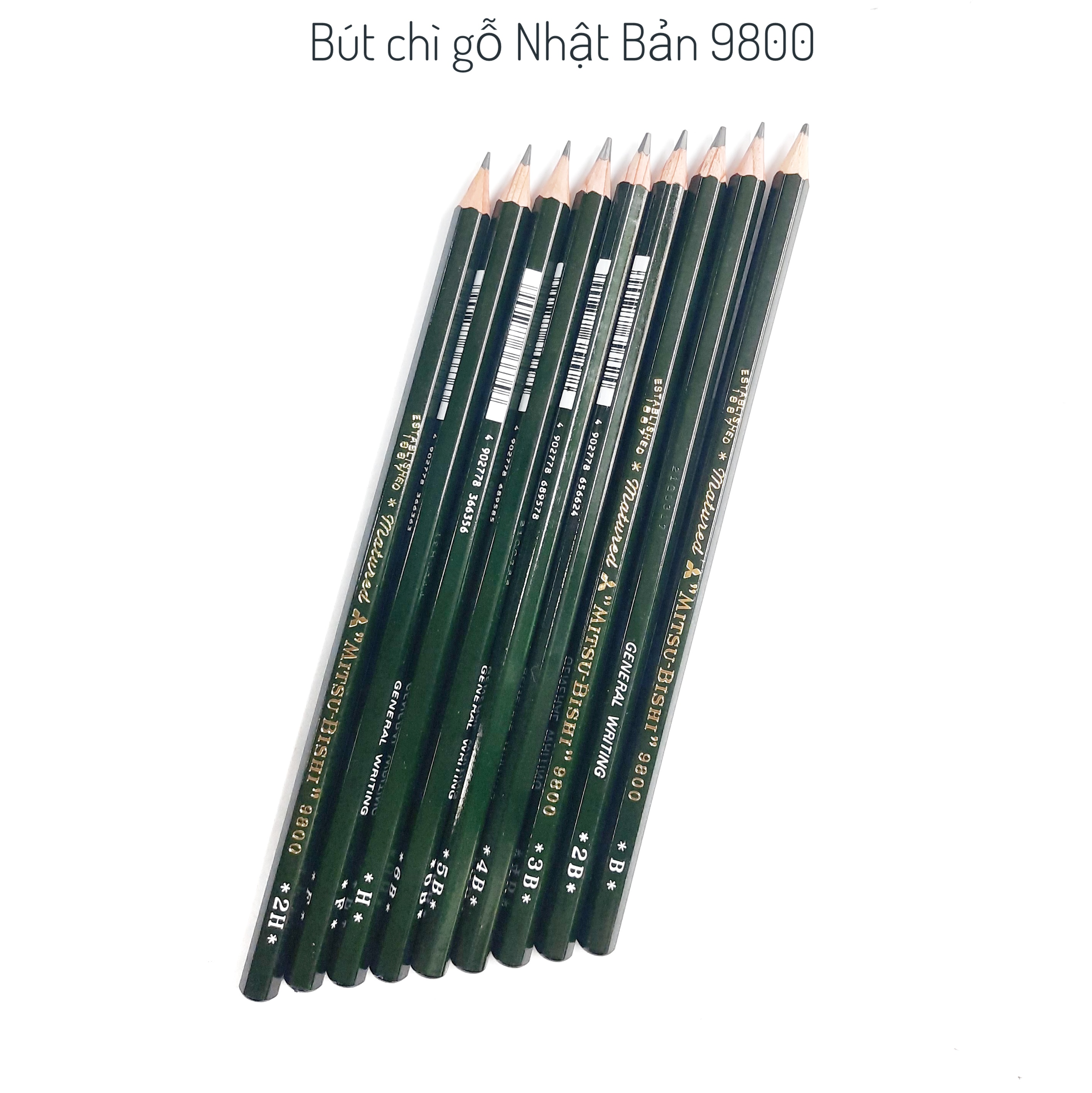 Bút chì Nhật bản mitsubishi 9800 các cỡ.bút chì phác thảo.