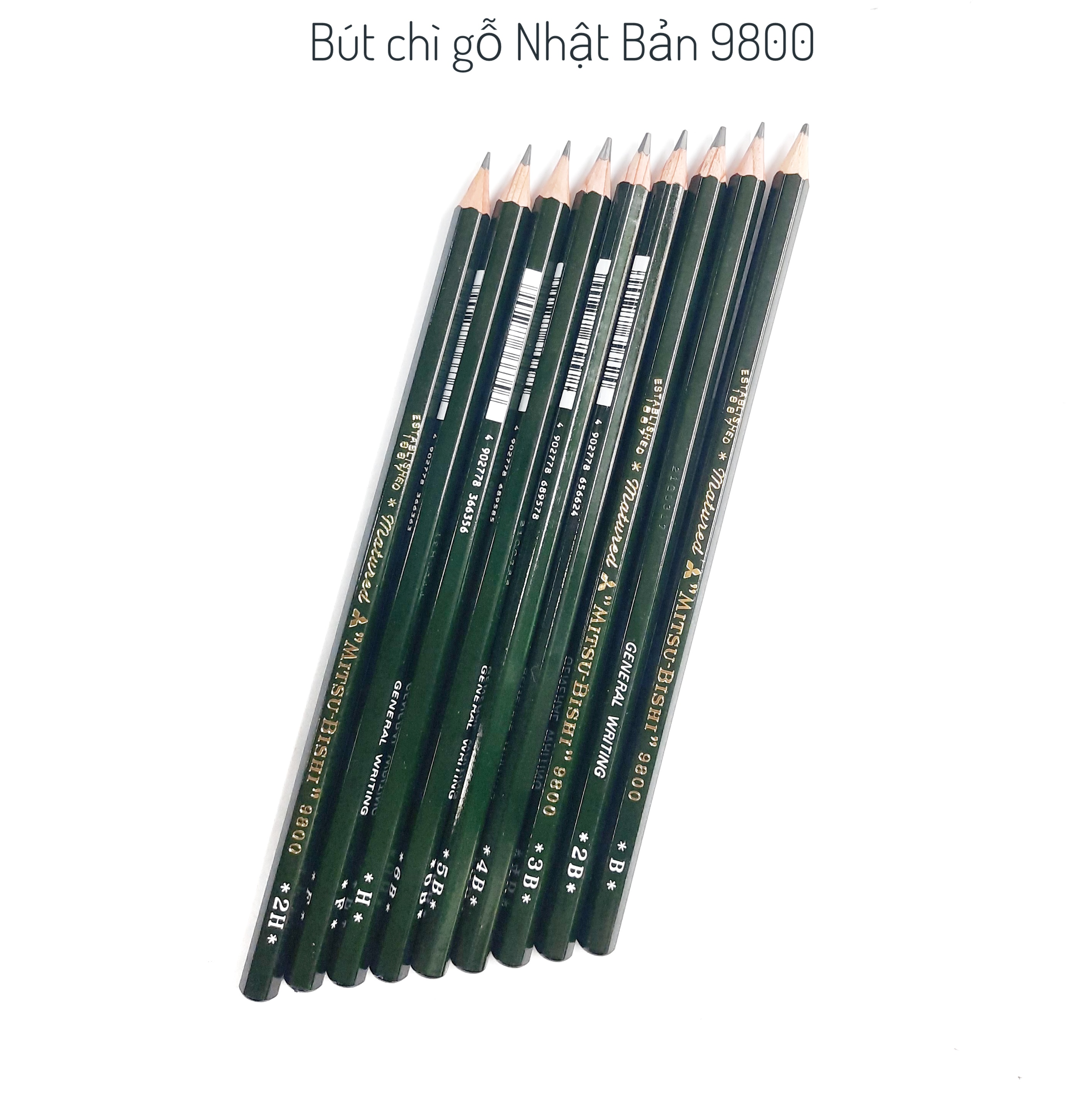 Bút chì Nhật bản mitsubishi 9800 các cỡ.bút chì phác thảo