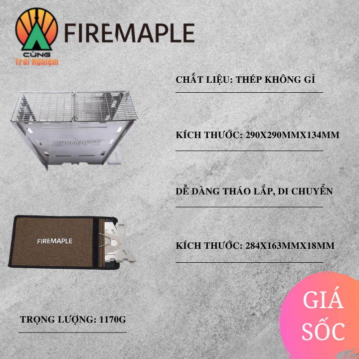 Bếp Gấp Gọn 4 Tấm Cắm Trại Dã Ngoại Fire-Maple FMS-WOOD-4