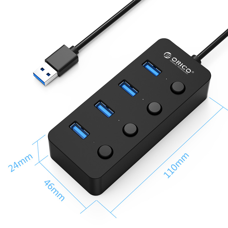 Hub chia 4 cổng USB 3.0 có công tắc Orico W9PH4 - Hàng nhập khẩu